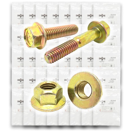 Boltsandnuts.Com Inch Grade 8 Hex Flange Frame Bolts & Lock Nuts Yellow Assortment - 351PCS Assortment Kit #263